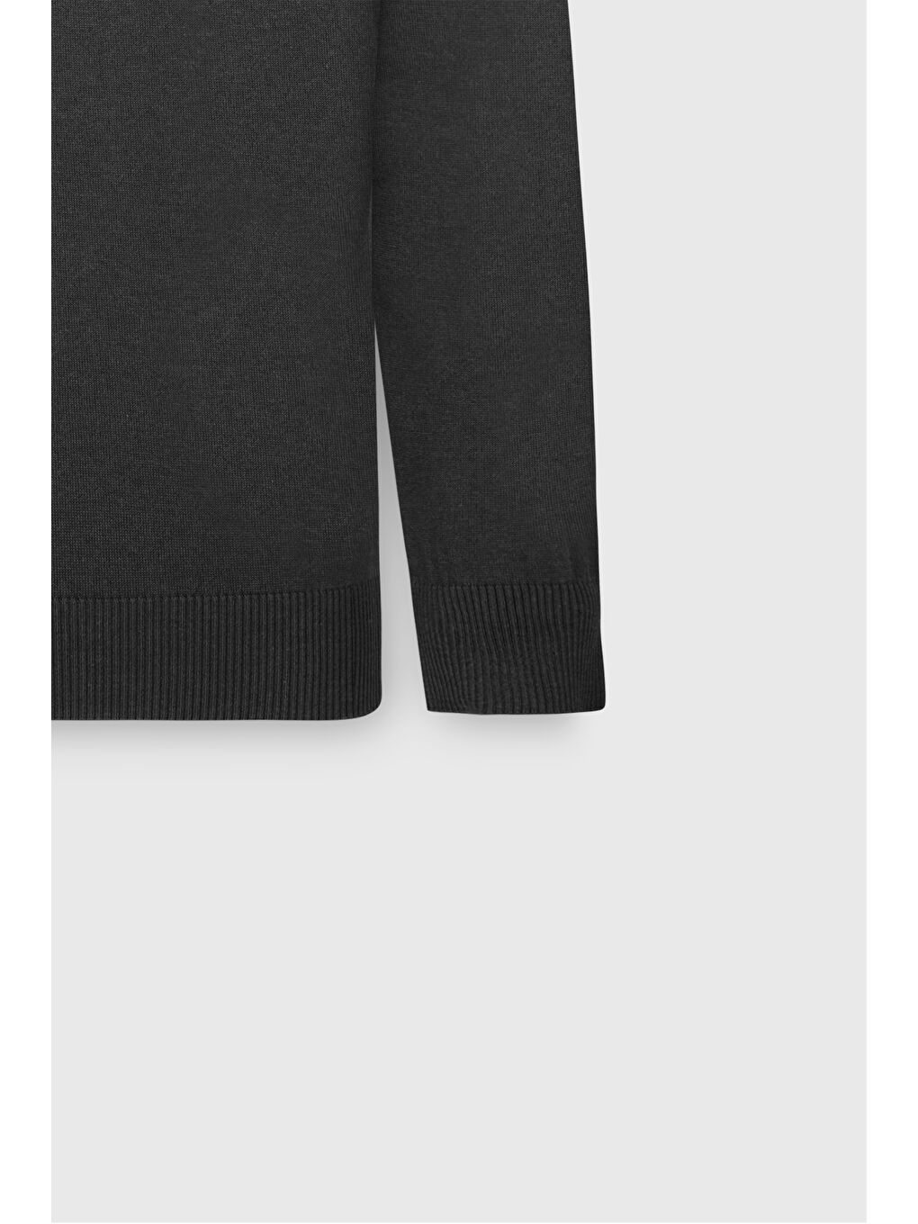 Erkek Antrasit-Melanj Pamuklu Standart Fit Normal Kesim Bisiklet Yaka Triko Kazak-8