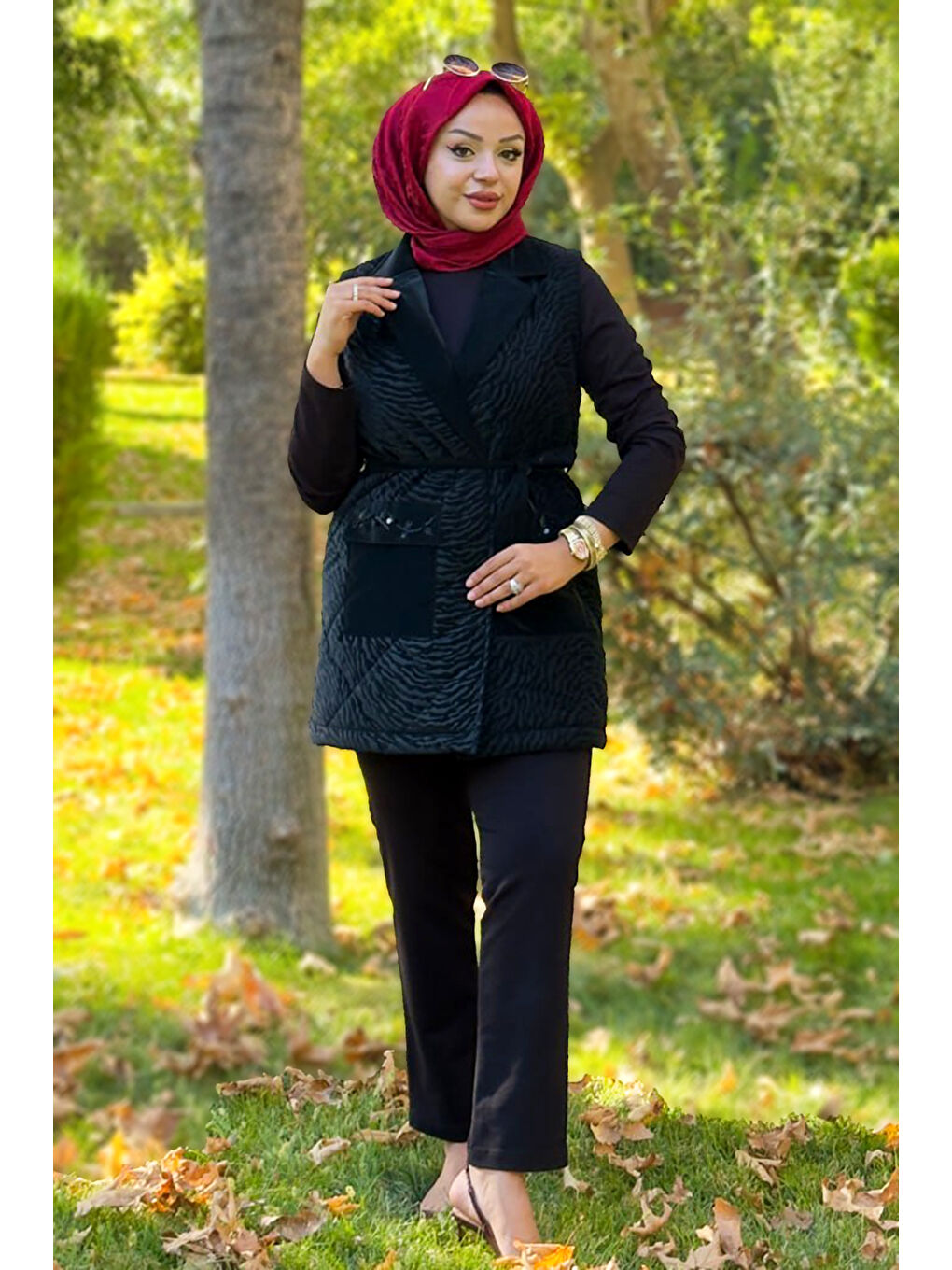 Zebra Şişme Yelek Taş Detaylı 3'lü Takım 25139 Siyah-1