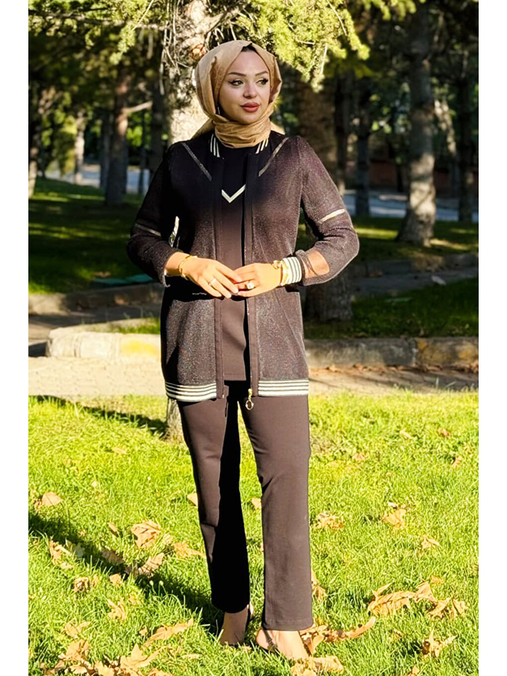 File Ceket Ribana Detaylı 3'lü Takım 25100 Siyah-2