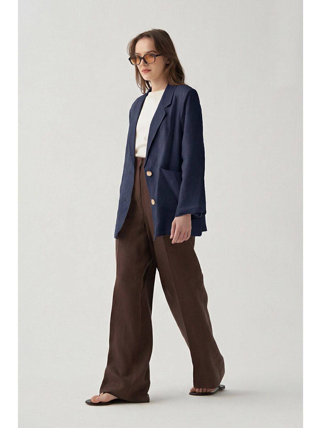 Lacivert-Keten Blazer Ceket-1