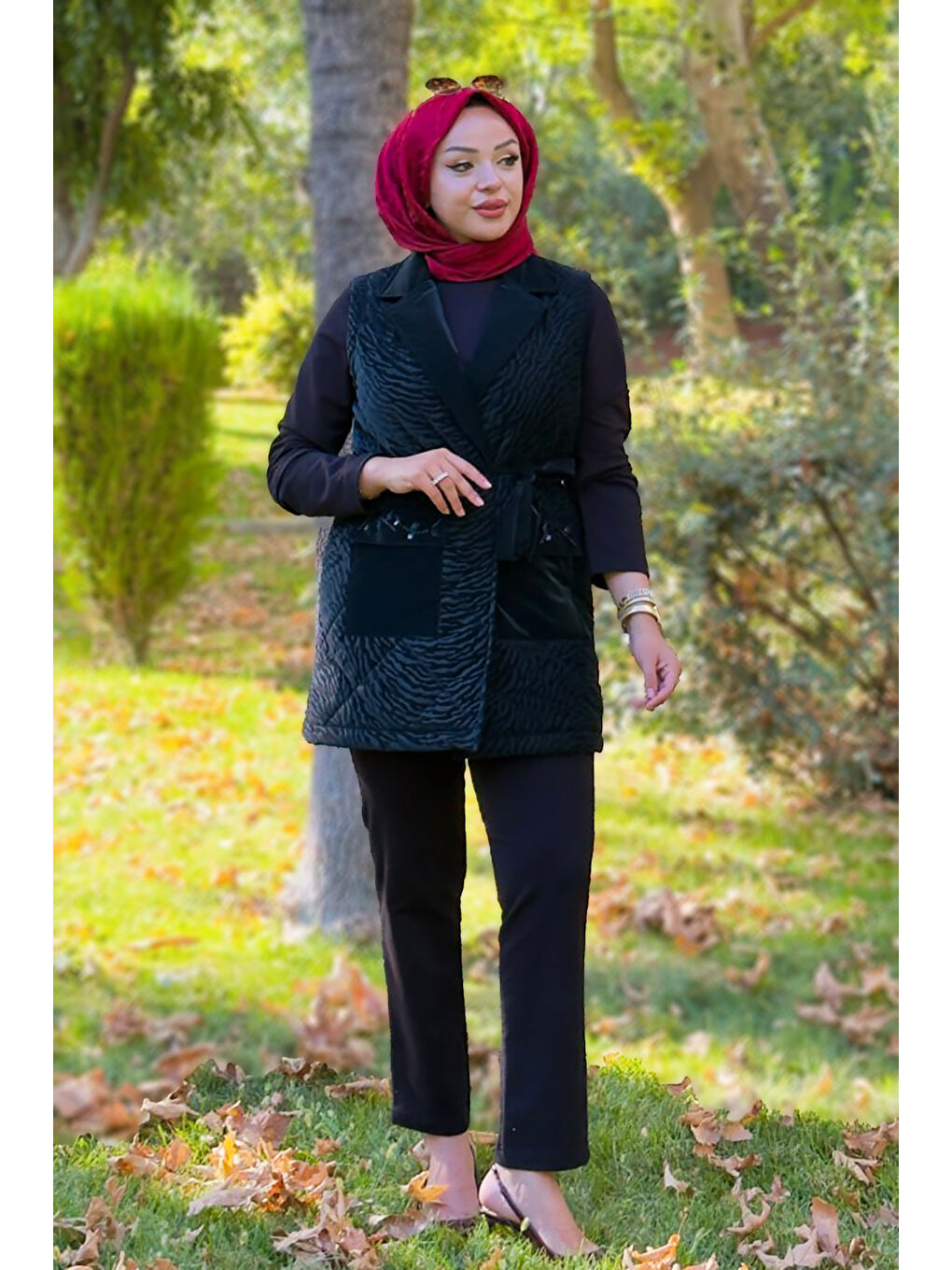 Zebra Şişme Yelek Taş Detaylı 3'lü Takım 25139 Siyah-2