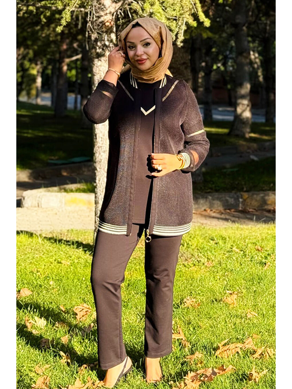 File Ceket Ribana Detaylı 3'lü Takım 25100 Siyah-4