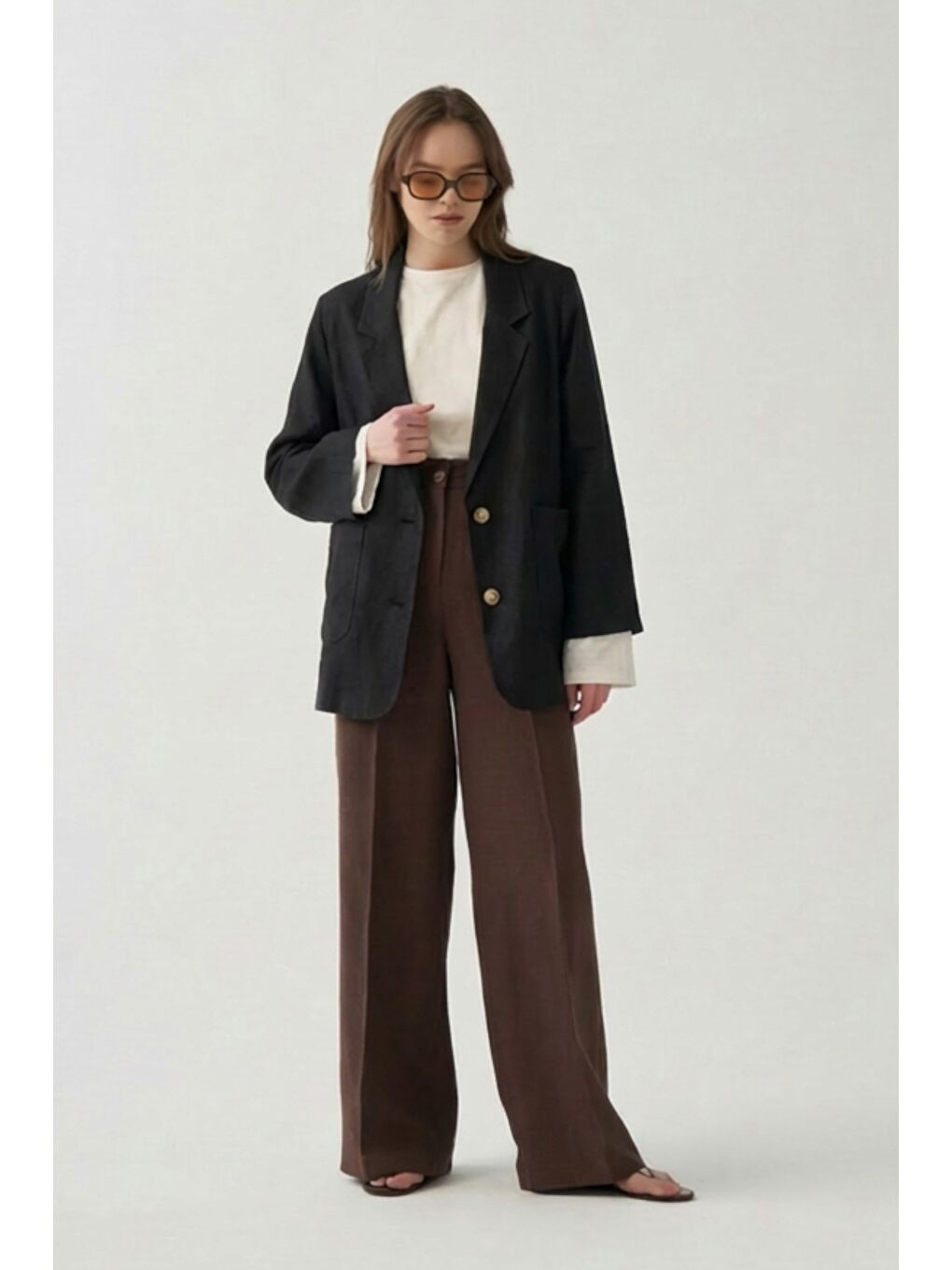 Siyah-Keten Blazer Ceket-1