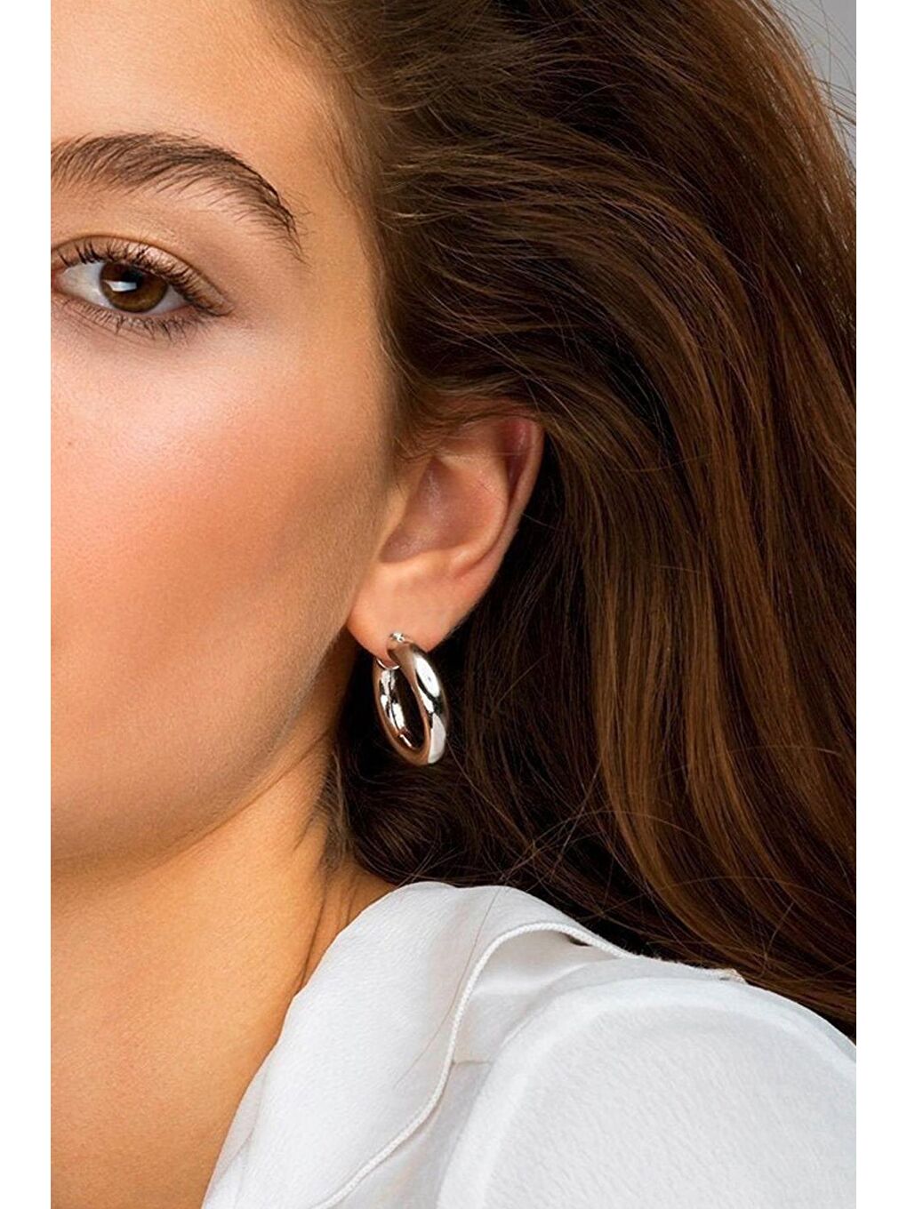 Gri Küçük Boy Boru Halka Küpe Seti 2 cm - 4'lü Set-1