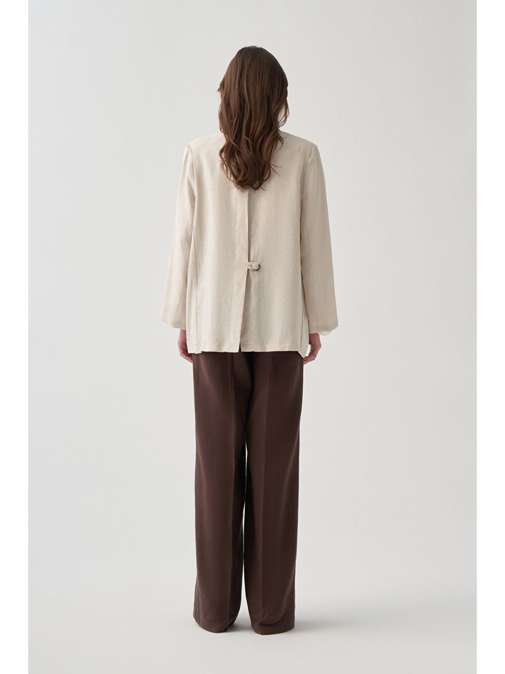 Bej Taş-Keten Blazer Ceket-3