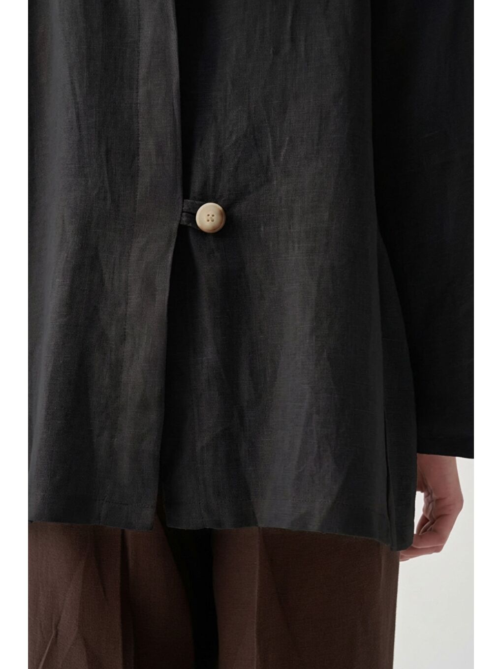 Siyah-Keten Blazer Ceket-4