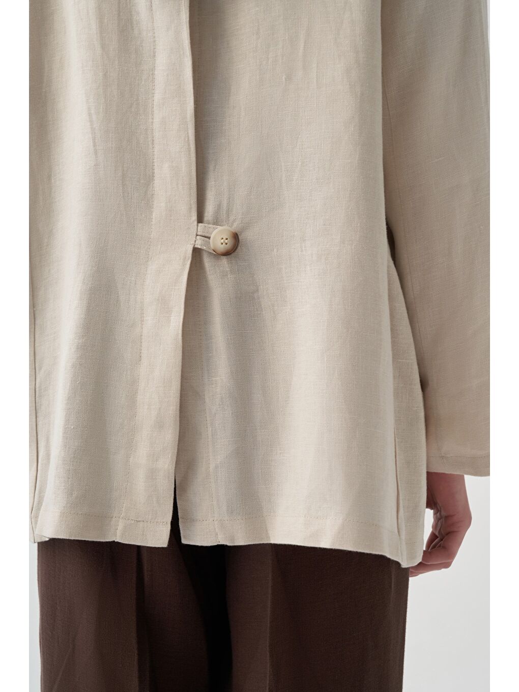 Bej Taş-Keten Blazer Ceket-5