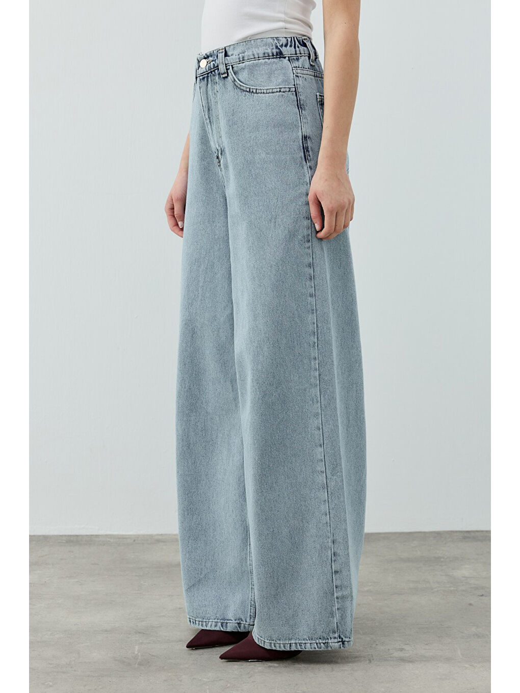 Bol Paça Pamuklu Salaş Jean Pantolon 1690 Buz Mavi-2