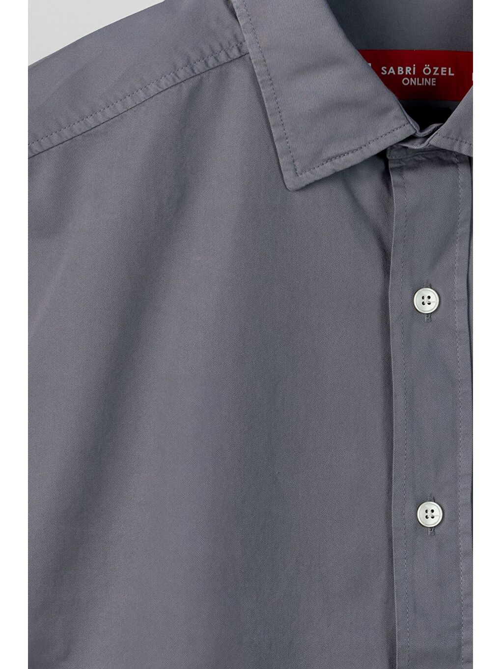 Erkek Gri Normal Kesim Regular Fit %100 Pamuk Gabardin Uzun Kollu Klasik Yaka Gömlek-2