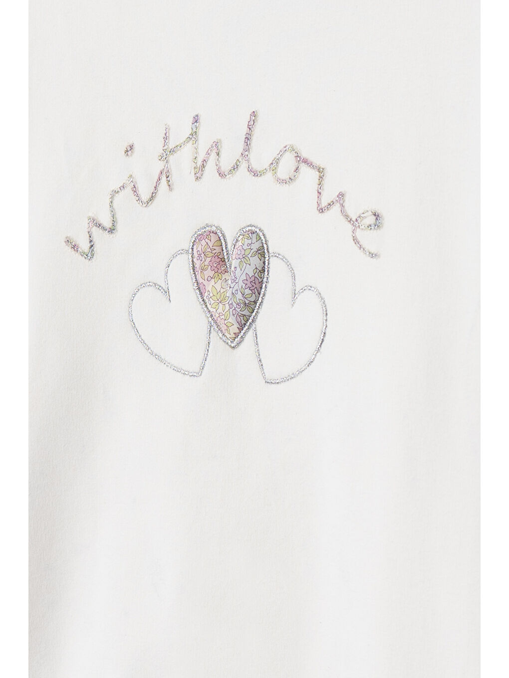 Beyaz Liberty Kumaş Nakışlı Kız Çocuk Sweatshirt-4