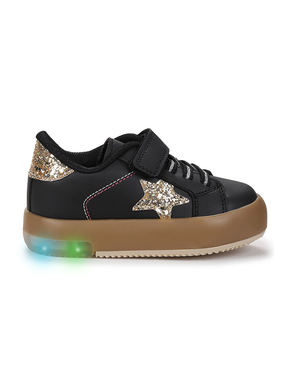 Siyah Rena Günlük Cırtlı Işıklı Kız Bebek Spor Ayakkabı-2
