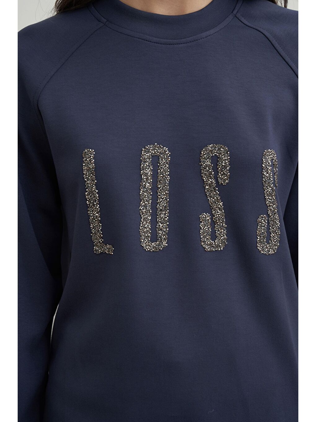 Lacivert-Yumuşak Dokulu Baskılı Reglan Tunik-4