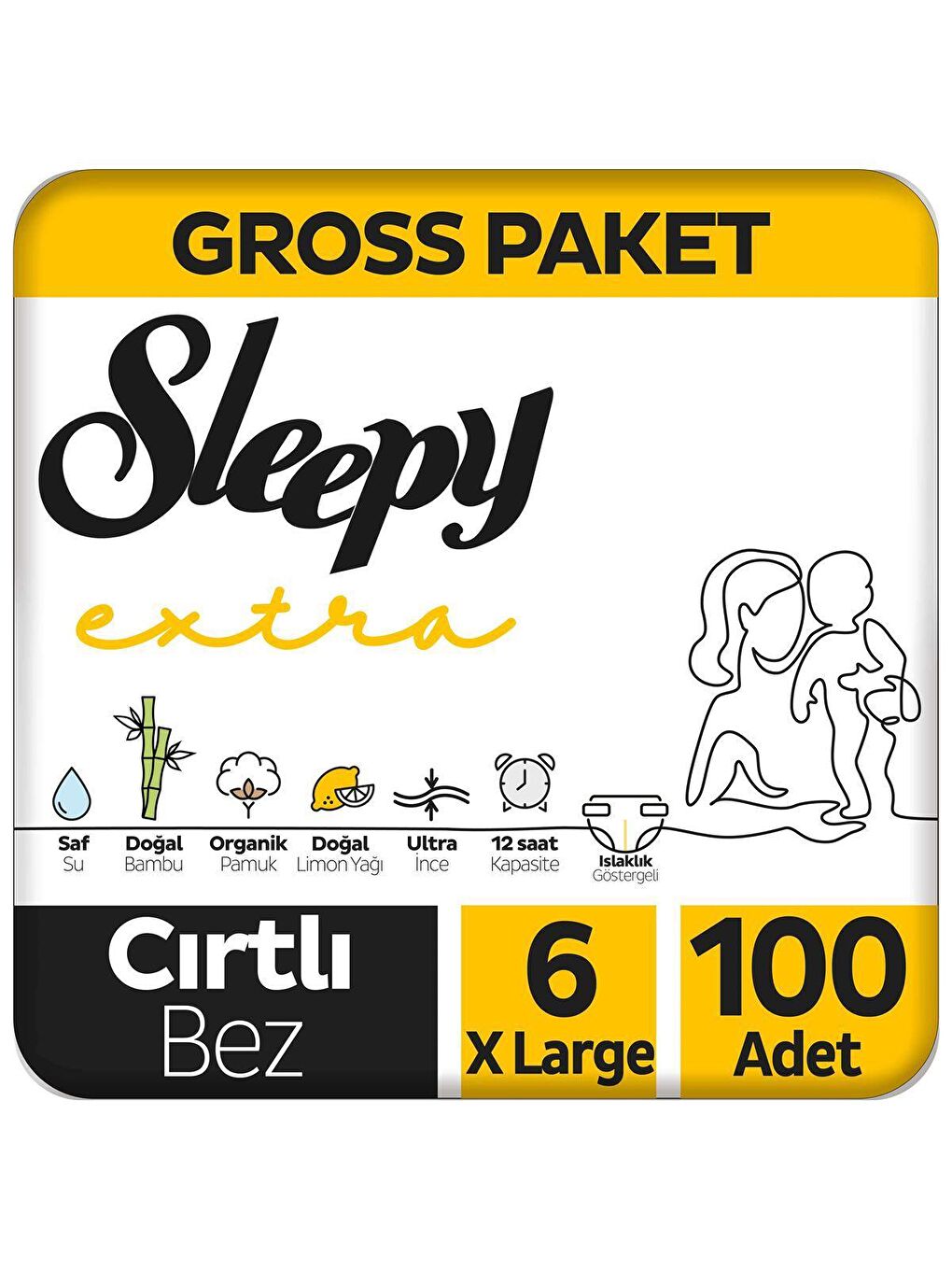 Sleepy Beyaz Extra Günlük Aktivite Gross Paket Bebek Bezi 6 Numara Xlarge 100 Adet