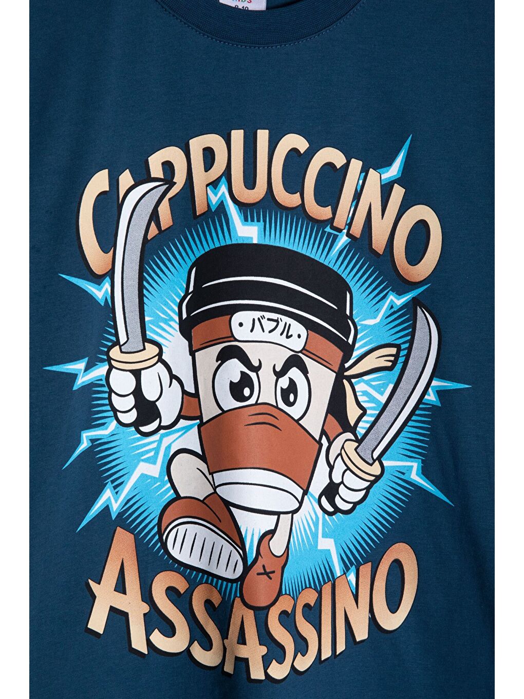 Mavi Karakter Baskılı Bisiklet Yaka Tişörtlü Erkek Çocuk Şortlu Takım 23842-3