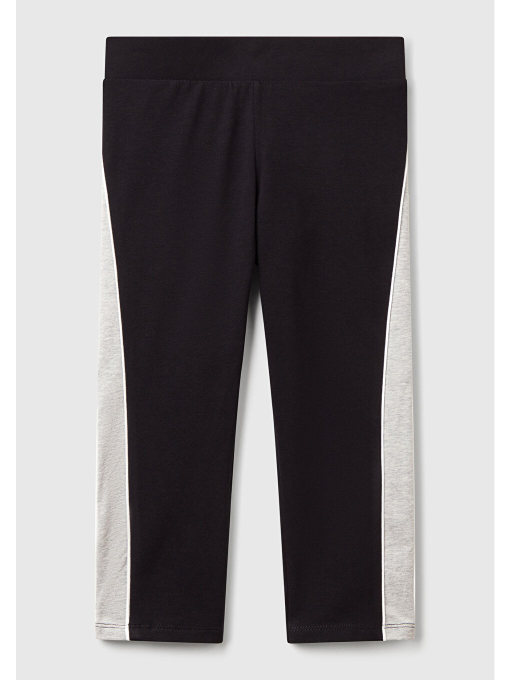 Kız Çocuk Siyah Logolu Yanları Kontrast Renk Detaylı Biyeli Streç Tayt