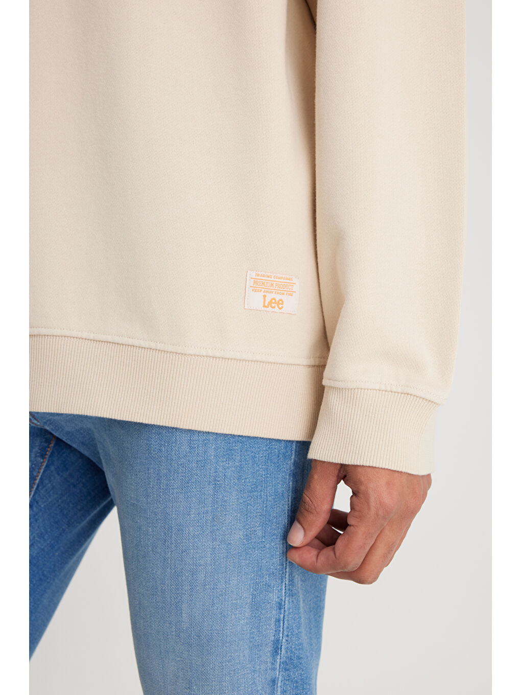 Loose Fit Rahat Kesim Bisiklet Yaka %100 Pamuk Ekru Sweatshirt-3