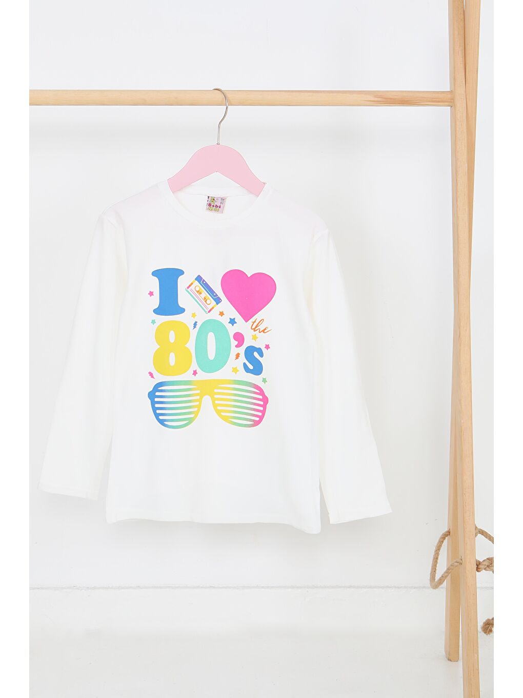 Kız Çocuk Beyaz Uzun Kollu Baskılı Penye Badi - 27692