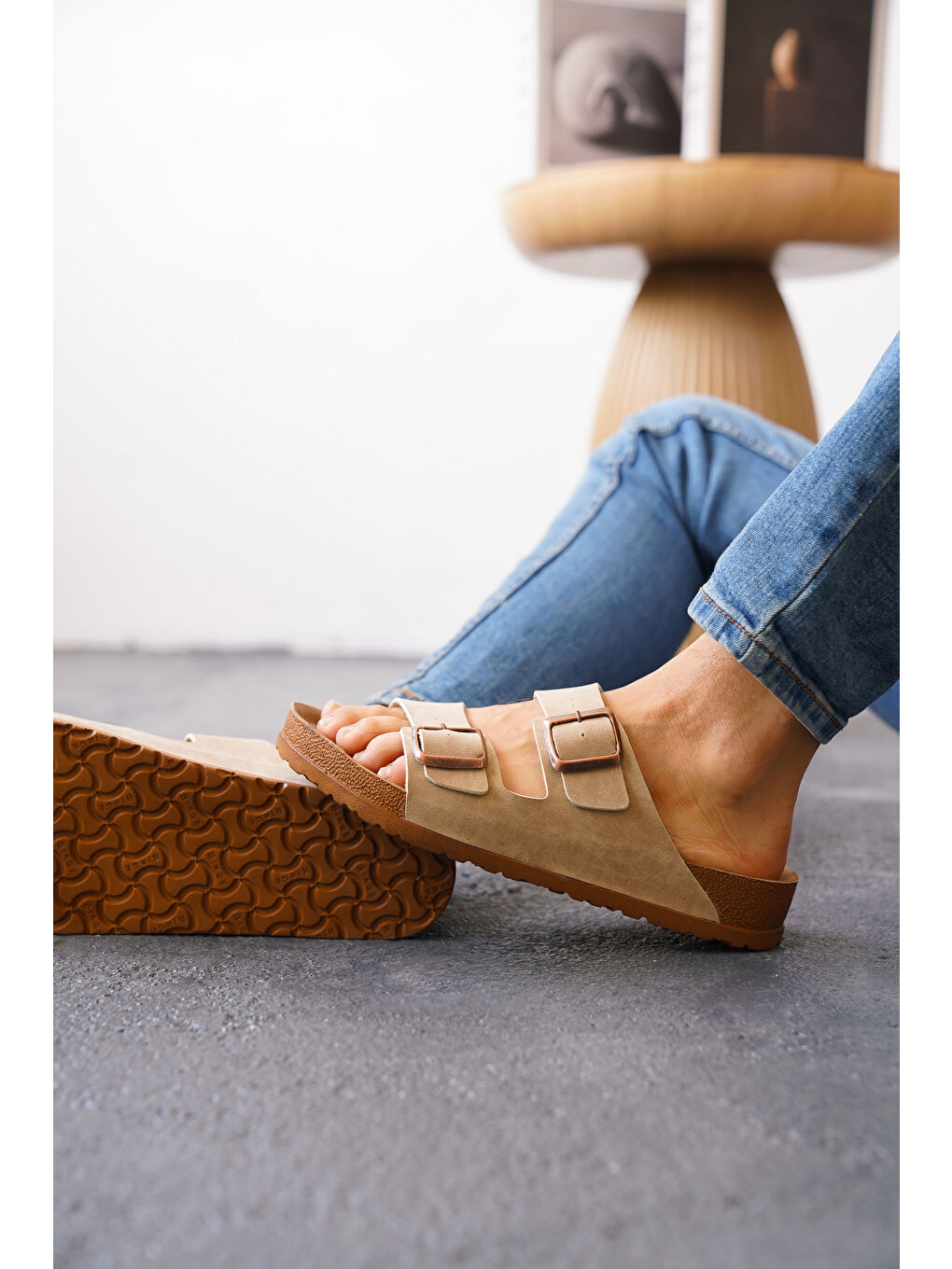 Bej Arizona Günlük Ortopedik Unisex Çift Tokalı Terlik-3