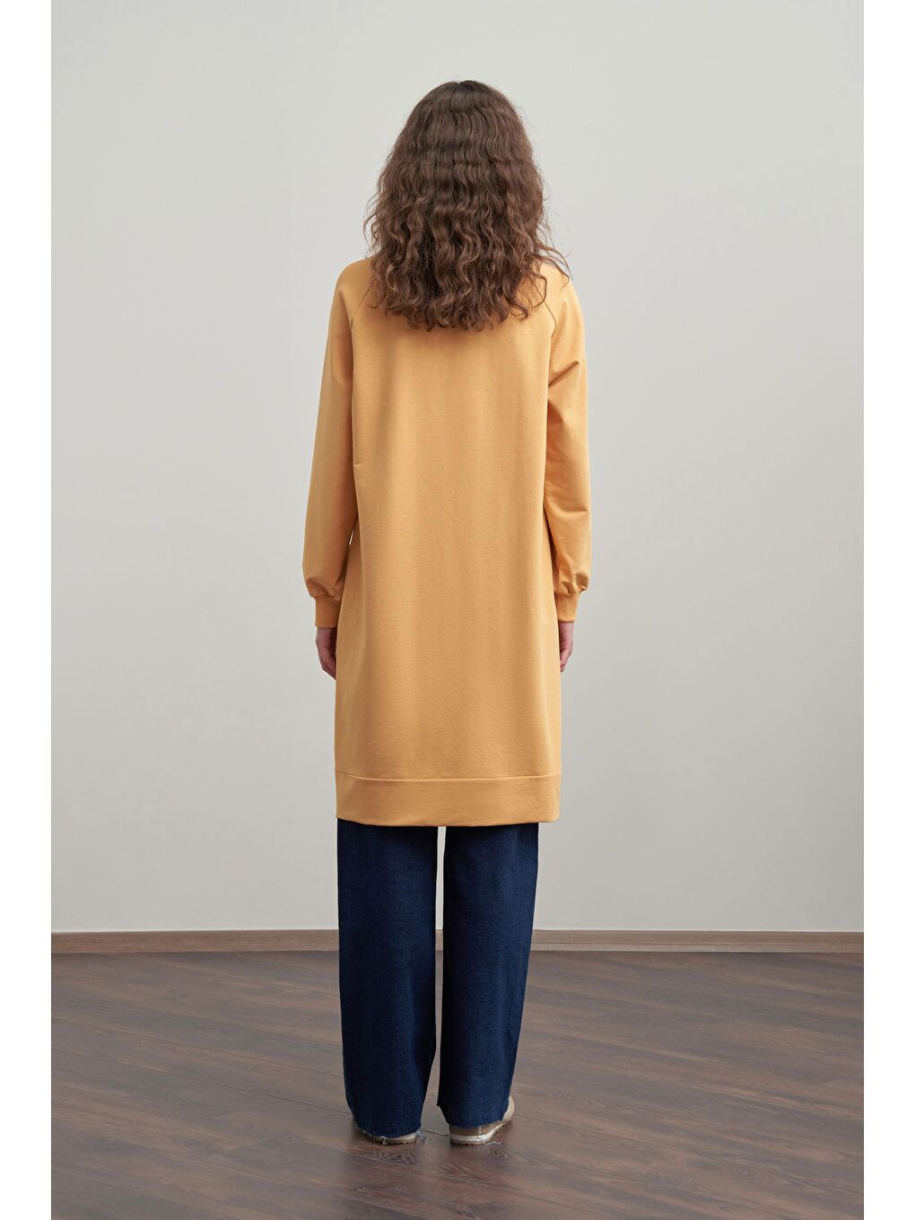 Kirli Sarı-Pamuklu Yaprak Desenli Tunik-2