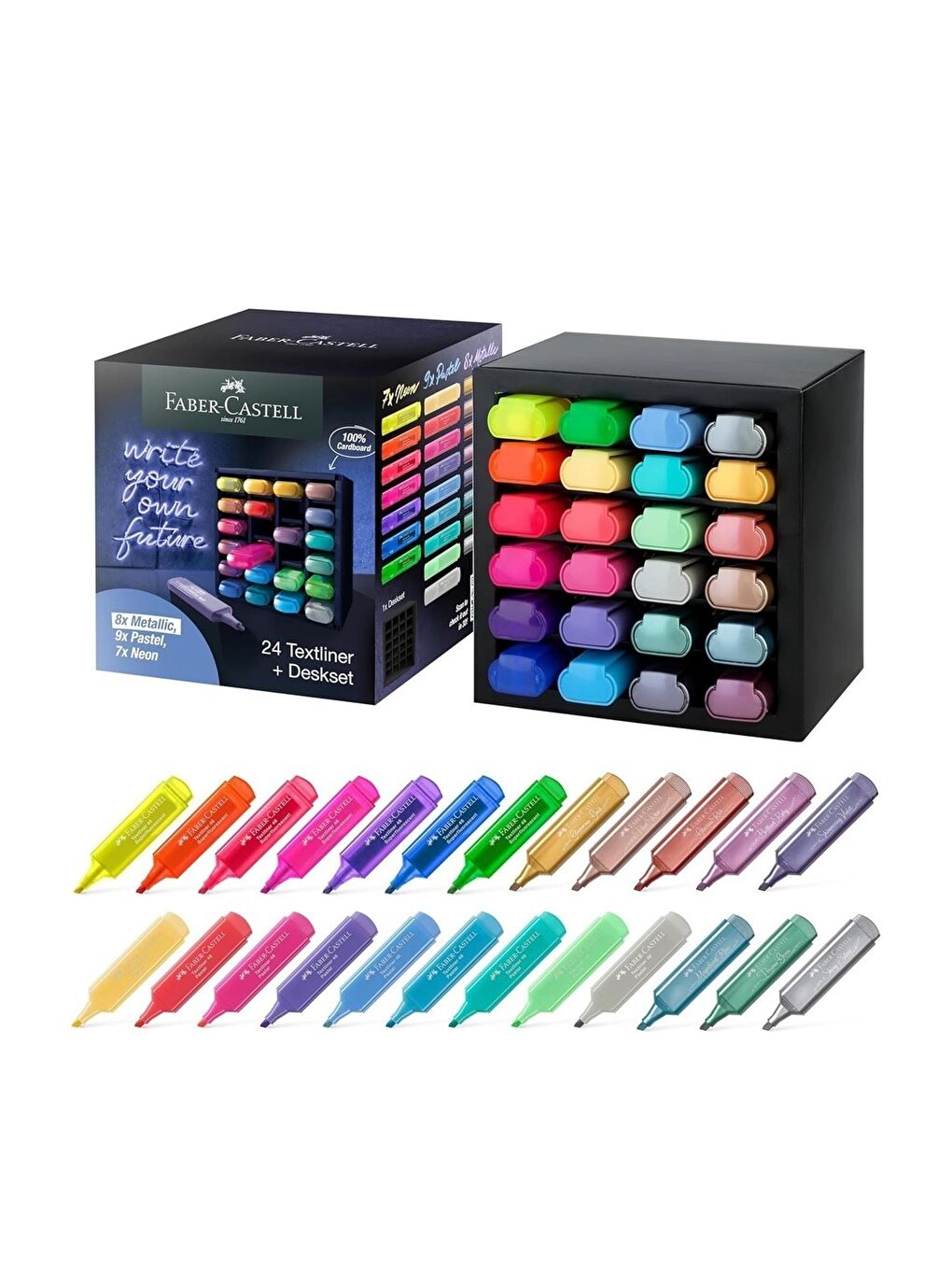 FABER CASTELL Karışık Masaüstü Fosforlu Kalem Seti 24 lü (5030254602)