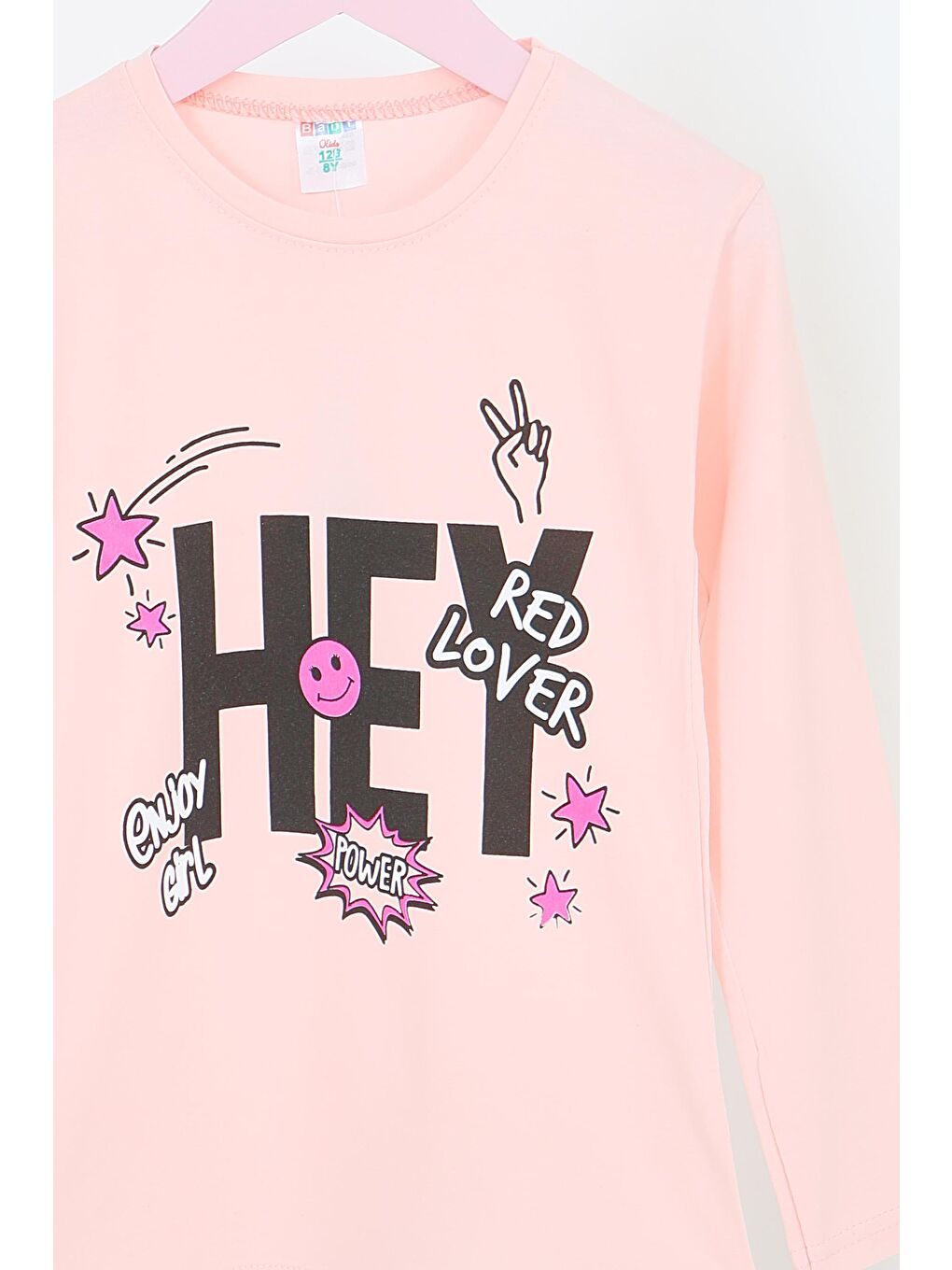 Pembe Kız Çocuk Pudra Uzun Kollu Baskılı Penye Badi - 27701-1