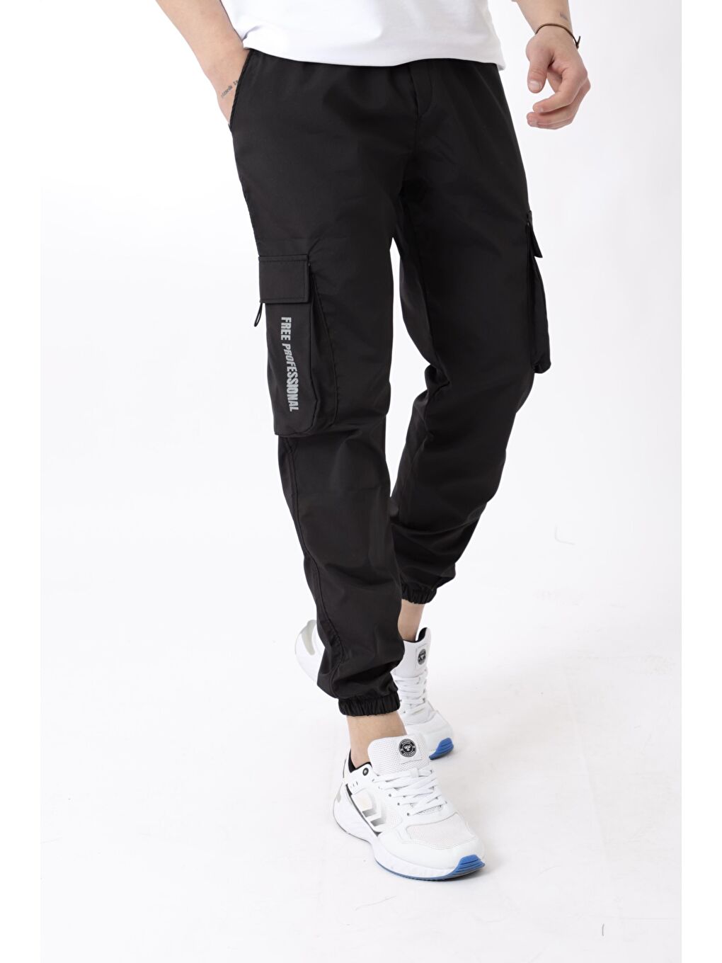 Stilkombin Siyah Paraşüt Kumaş Paça Lastikli Kargo/Jogger Alt PLDP 01_70093 - 1