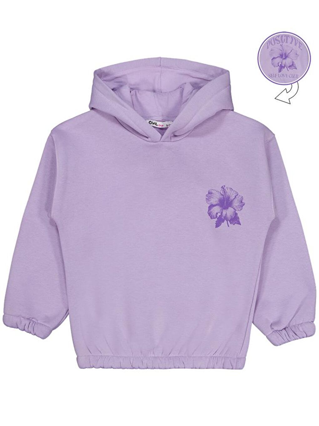 Girls Çiçek Baskılı 6-9 Yaş Sweatshirt - Lila 6-7 Yaş
