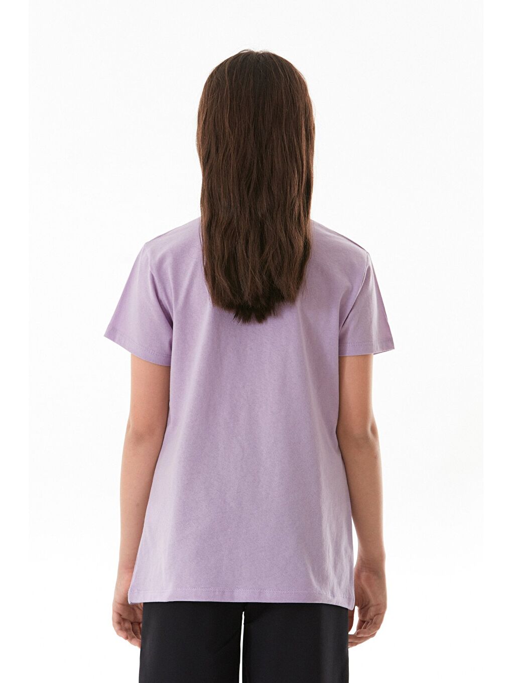 Lila %100 Pamuk Trust The Universe Baskılı Kız Çocuk Tişört-1