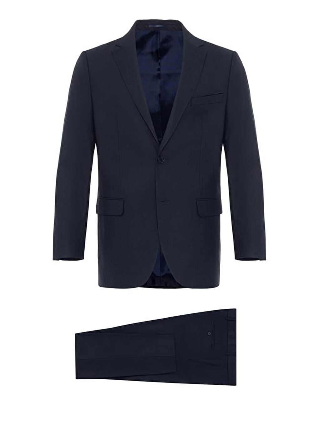 Lacivert Regular Düz Mono Yaka 4 Drop Takım Elbise