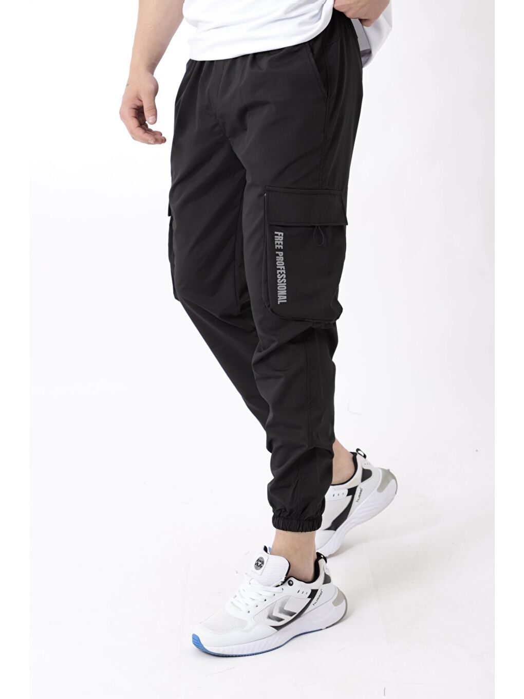 Stilkombin Siyah Paraşüt Kumaş Paça Lastikli Kargo/Jogger Alt PLDP 01_70093 - 2