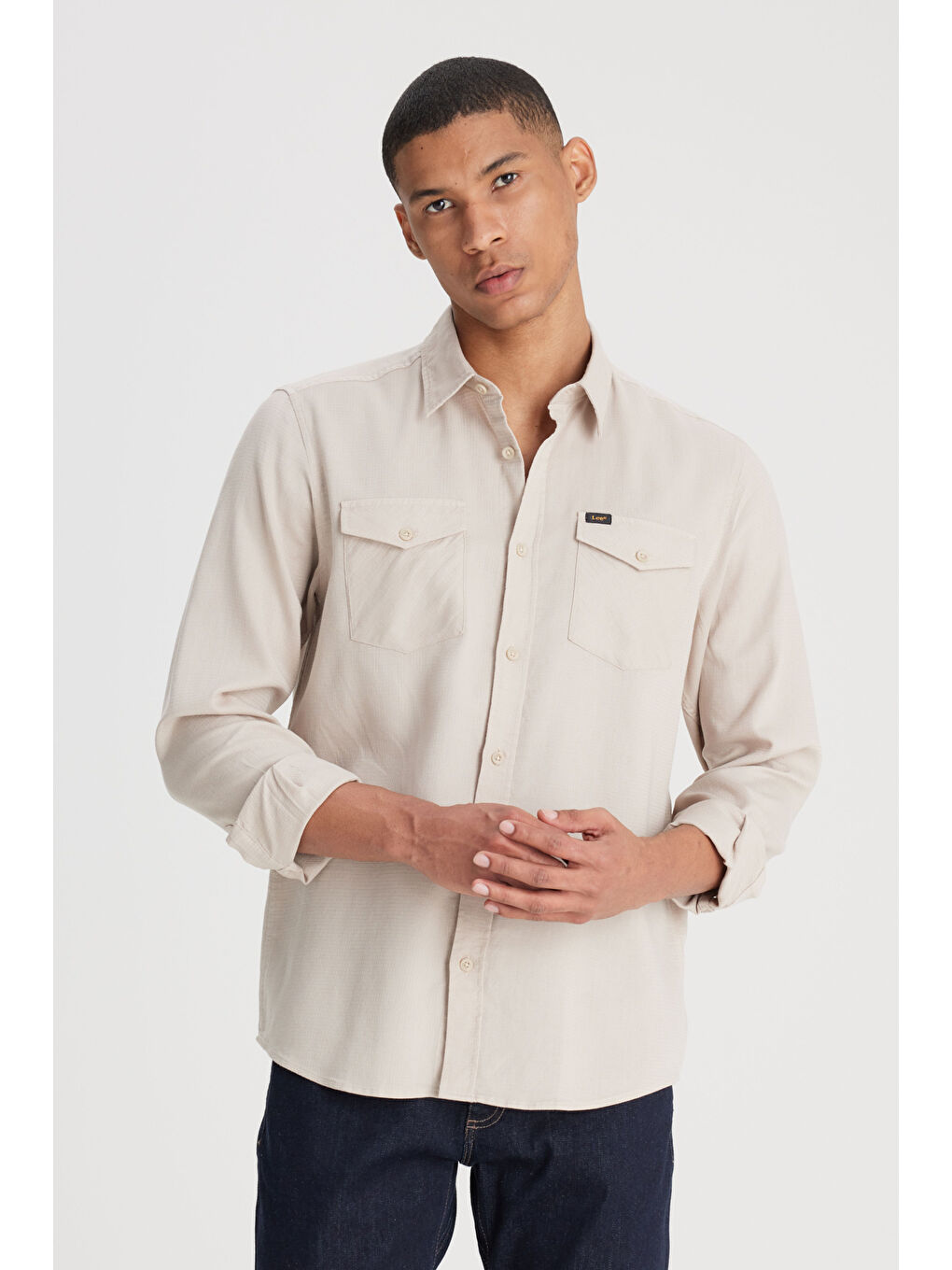 Regular Fit Normal Kesim %100 Pamuk Bej Gömlek-1