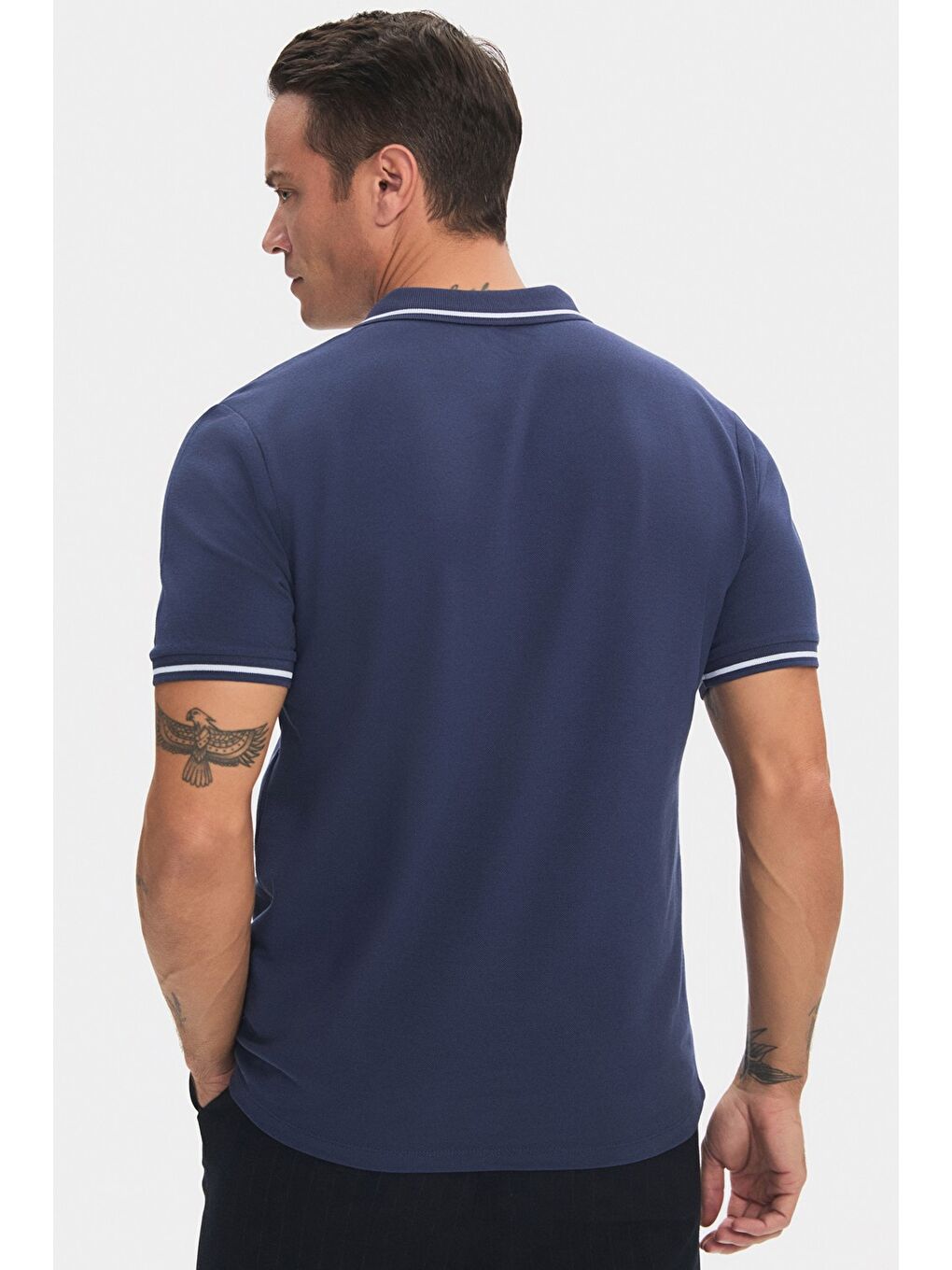 June Indigo Erkek Regular Fit %100 Pamuk Çizgi Detaylı Polo Yaka Tişört - 4