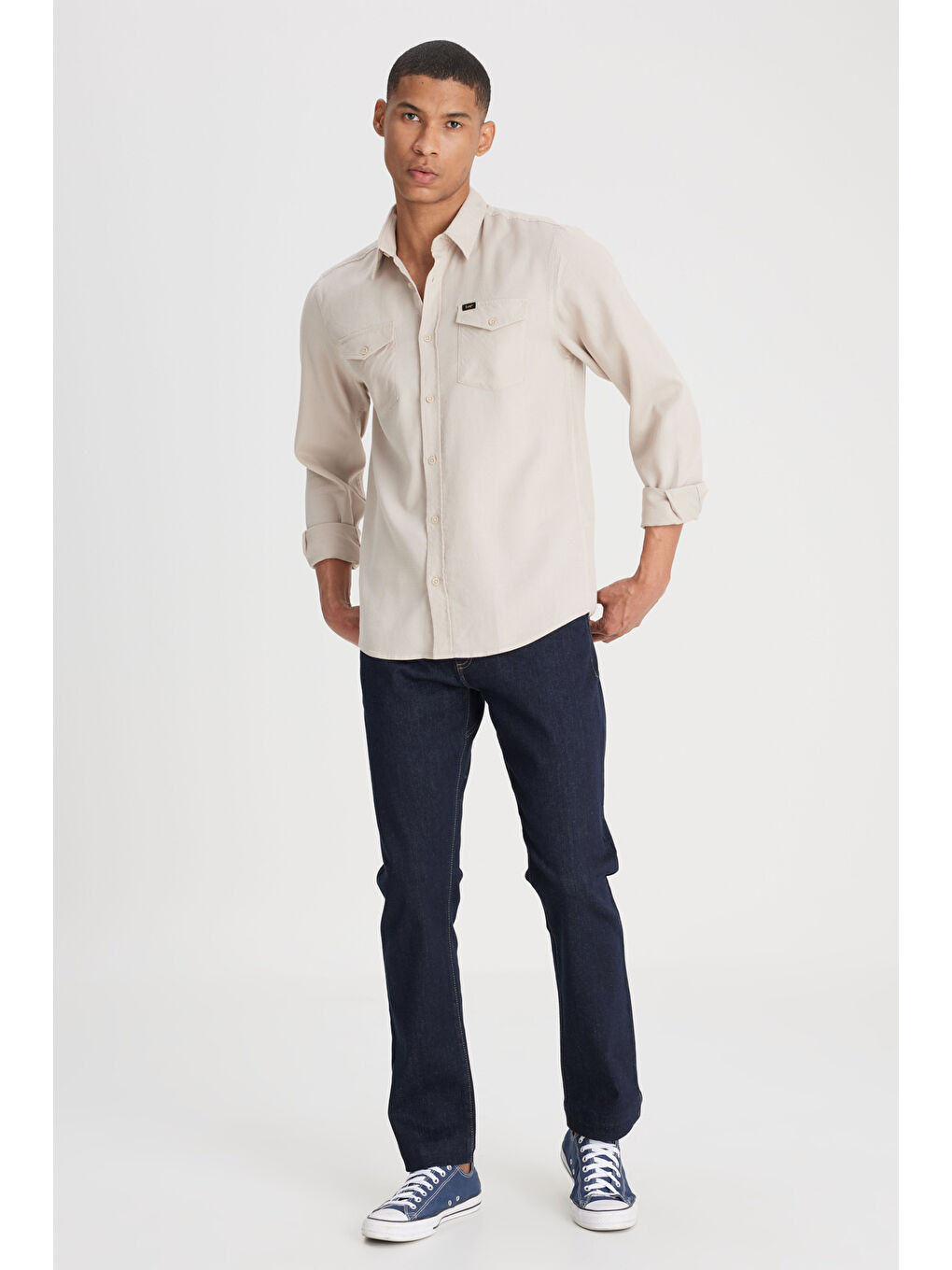 Regular Fit Normal Kesim %100 Pamuk Bej Gömlek-2