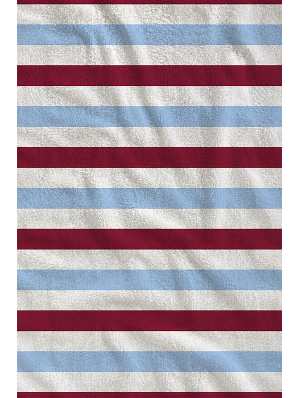 Retro Bordo Mavi Yatay Çizgili Desenli 70x150 Plaj Havlusu - Dijital Baskılı Solmaz Banyo Havlusu-2