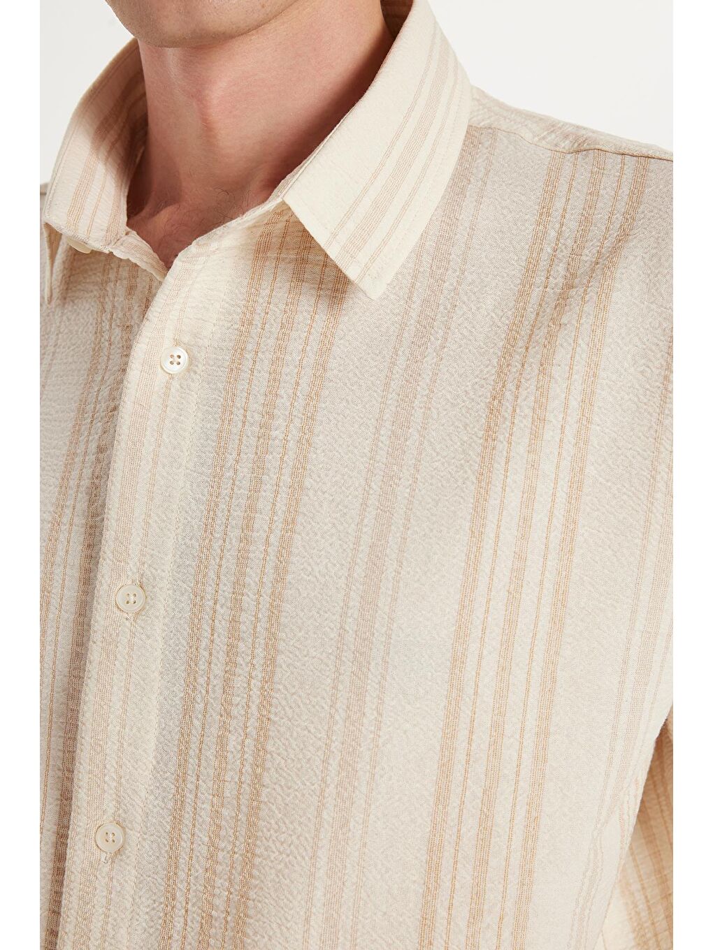 Karışık Erkek Relax Fit Rahat Kesim Kısa Kollu Çizgili Spor Yaka Gömlek-2