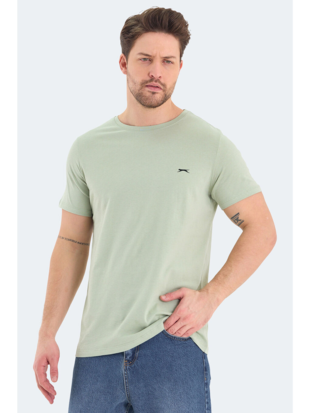 Turkuaz ROSALVA Erkek %100 Pamuk Tişört Su Yeşili-2
