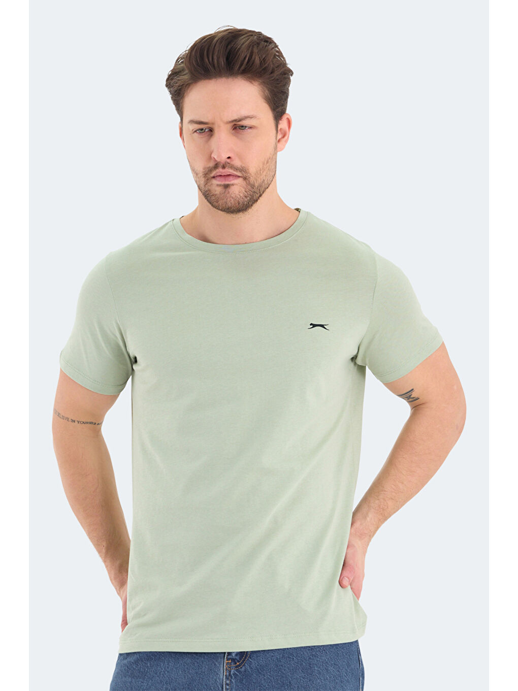 Turkuaz ROSALVA Erkek %100 Pamuk Tişört Su Yeşili-3