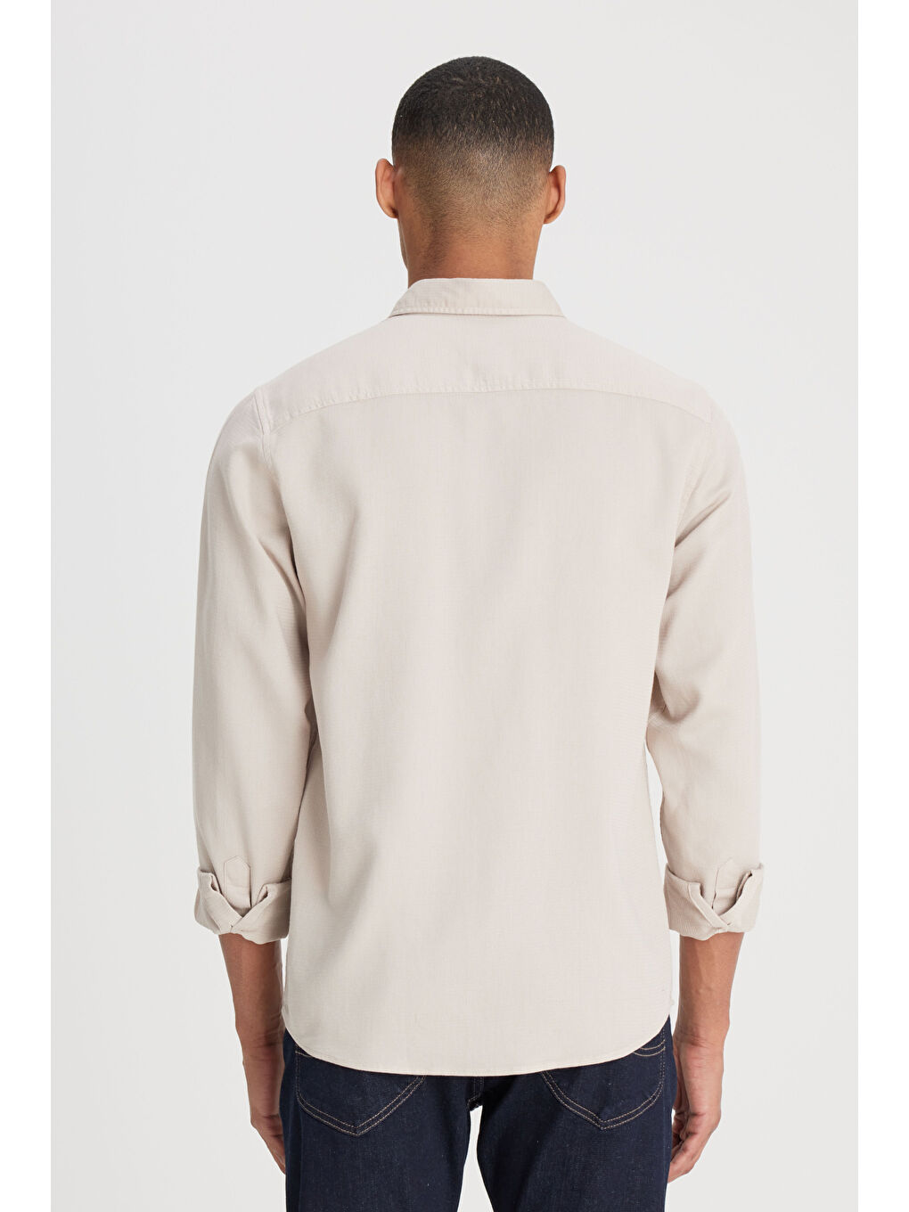 Regular Fit Normal Kesim %100 Pamuk Bej Gömlek-4