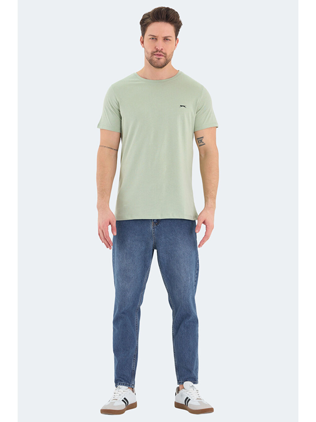 Turkuaz ROSALVA Erkek %100 Pamuk Tişört Su Yeşili-6