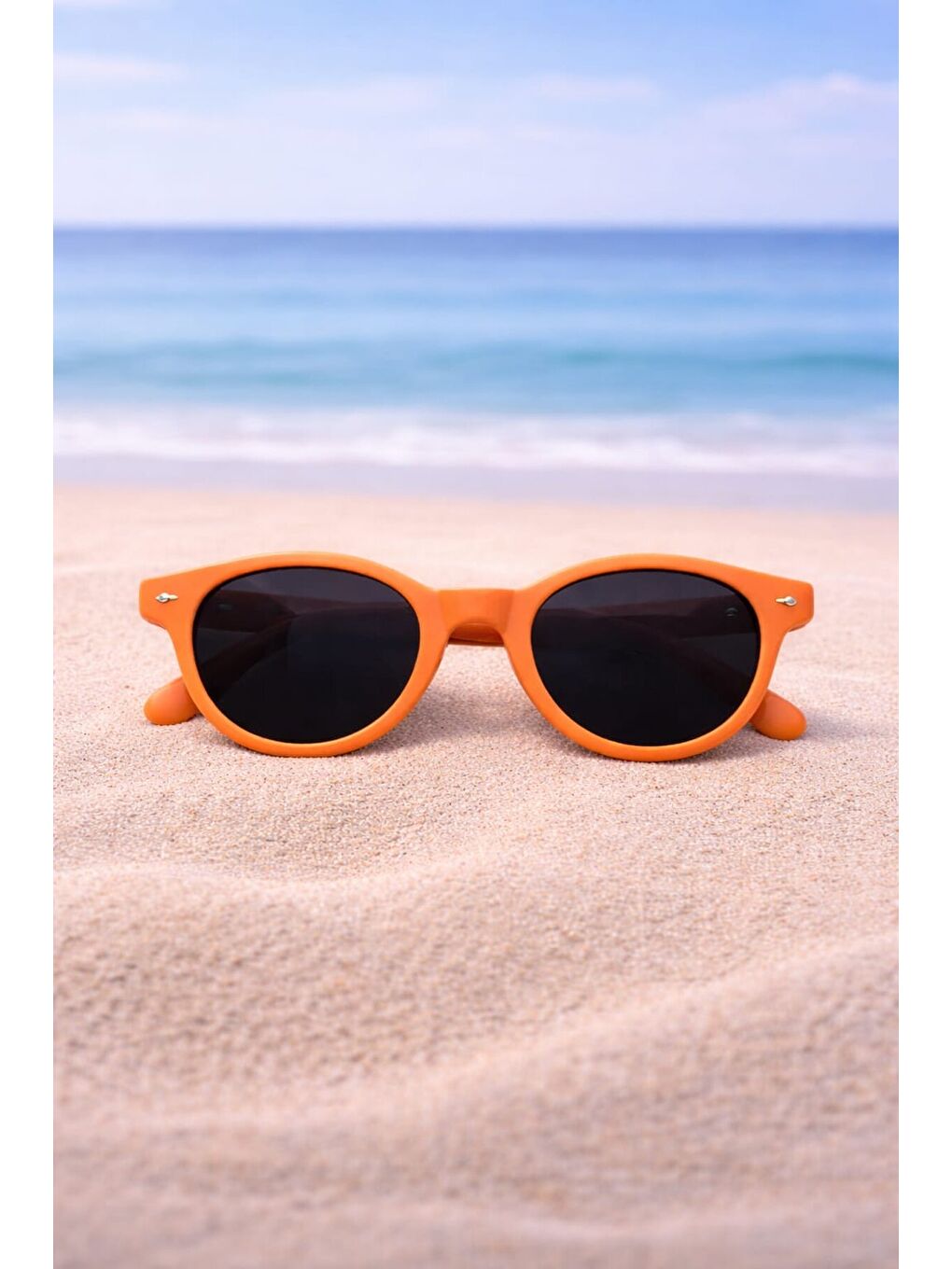 Turuncu Çocuk Desenli Mayo Takımı - Bone ve Güneş Gözlüğü Hediyeli 2'li Set 12713-1