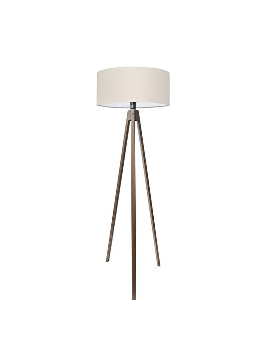 Ahşap Üç Ayaklı Lambader - Ceviz Ayak / Ekru Başlık-2