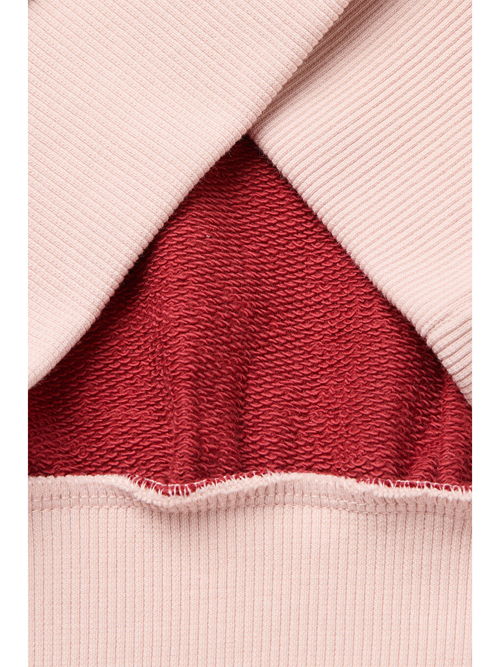 Pembe Kız Çocuk Pudra İşlemeli Renk Bloklu Reglan Kollu Bisiklet Yaka Sweatshirt-2