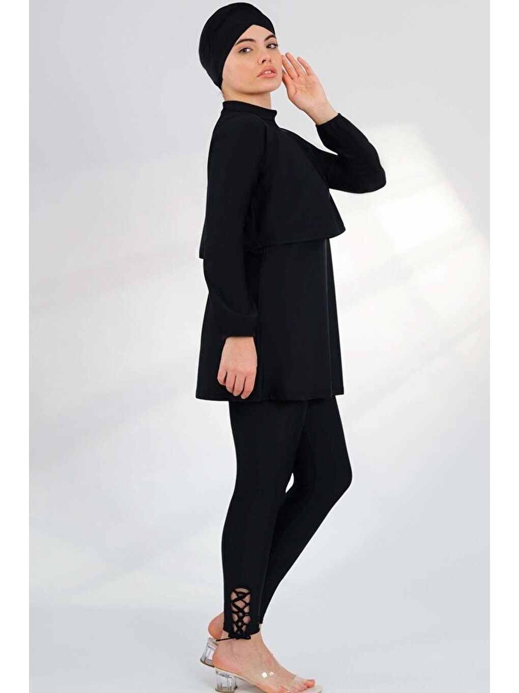Elastanlı Tam Kapalı Tesettür Mayo 2238 Sena Siyah-1