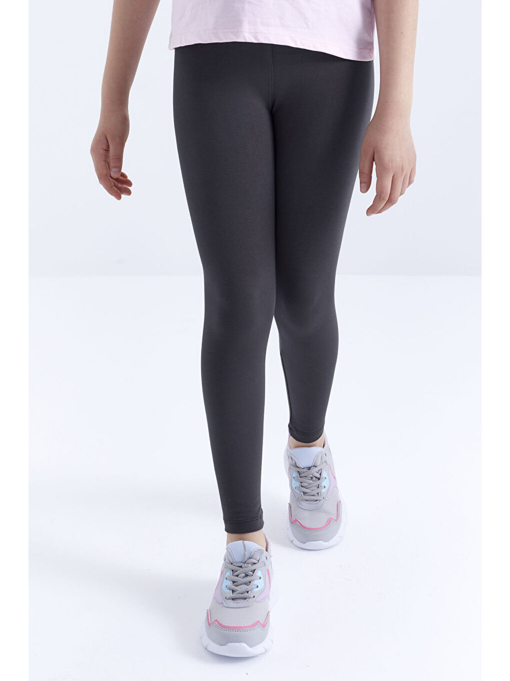 Antrasit Yüksek Bel Dar Paça Kız Çocuk Tayt - 75047-2