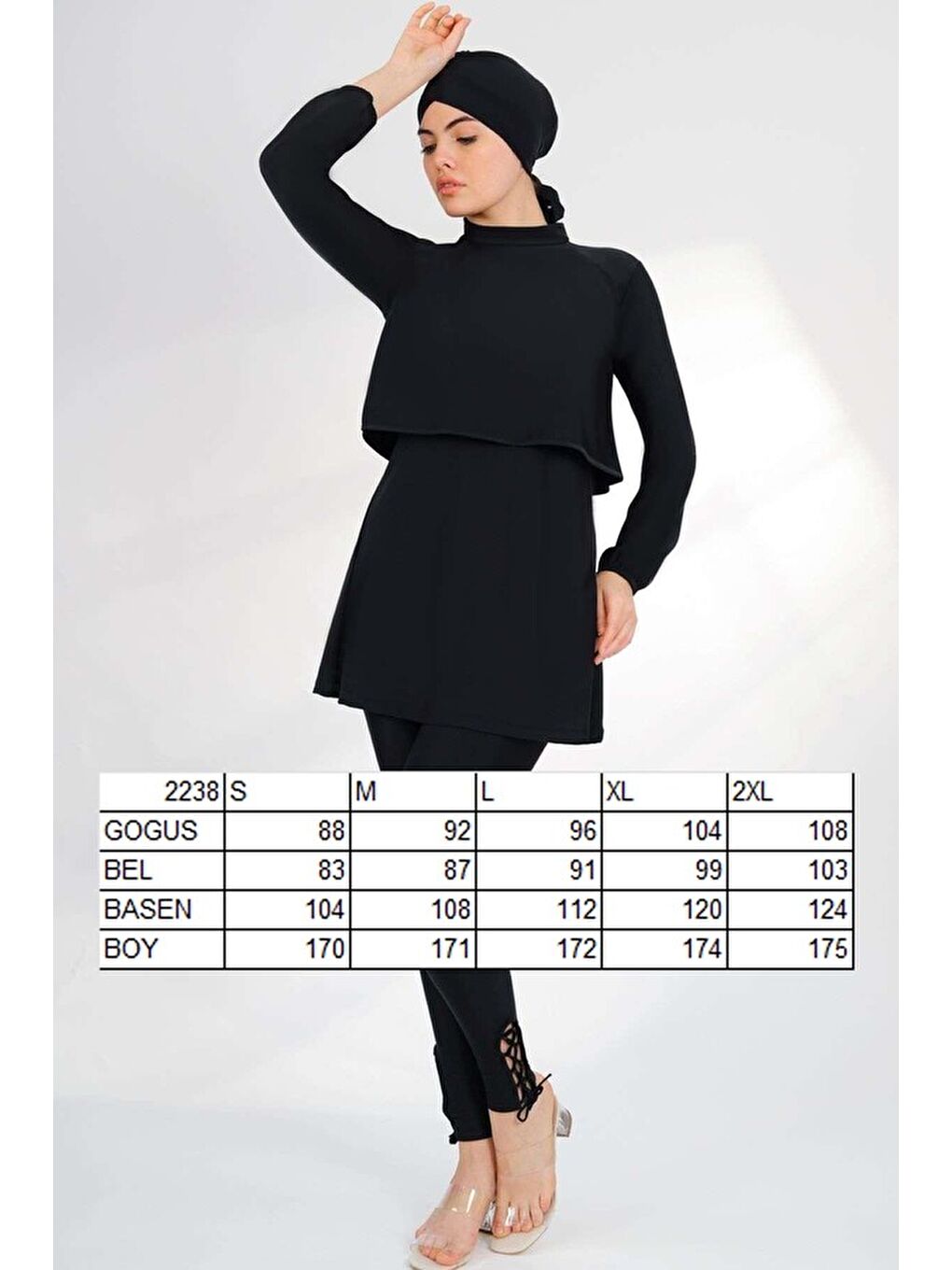 Elastanlı Tam Kapalı Tesettür Mayo 2238 Sena Siyah-4