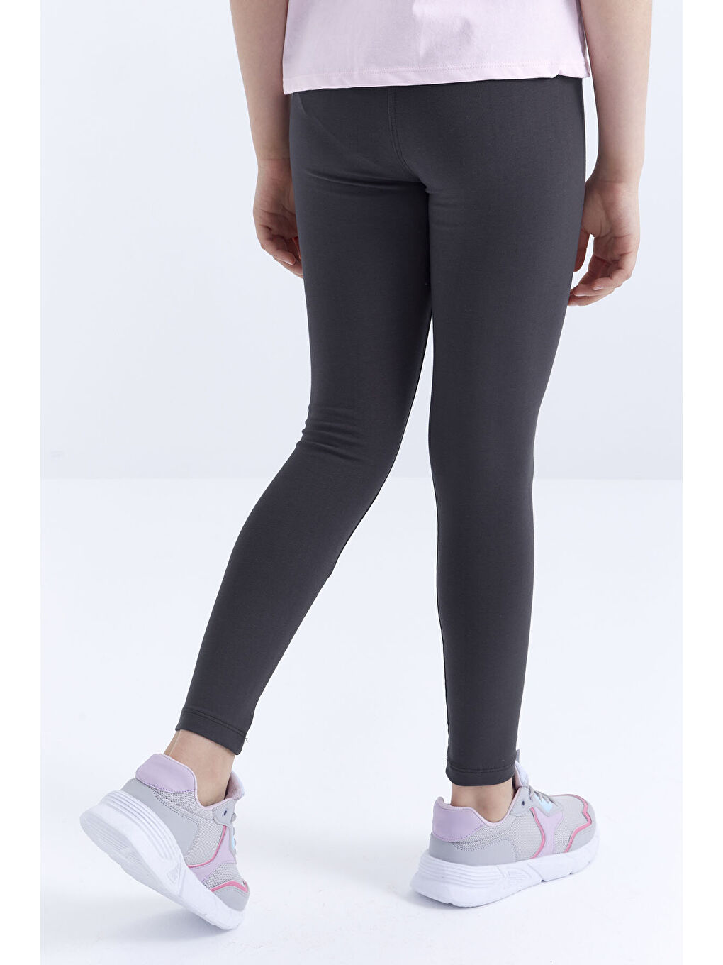 Antrasit Yüksek Bel Dar Paça Kız Çocuk Tayt - 75047-4