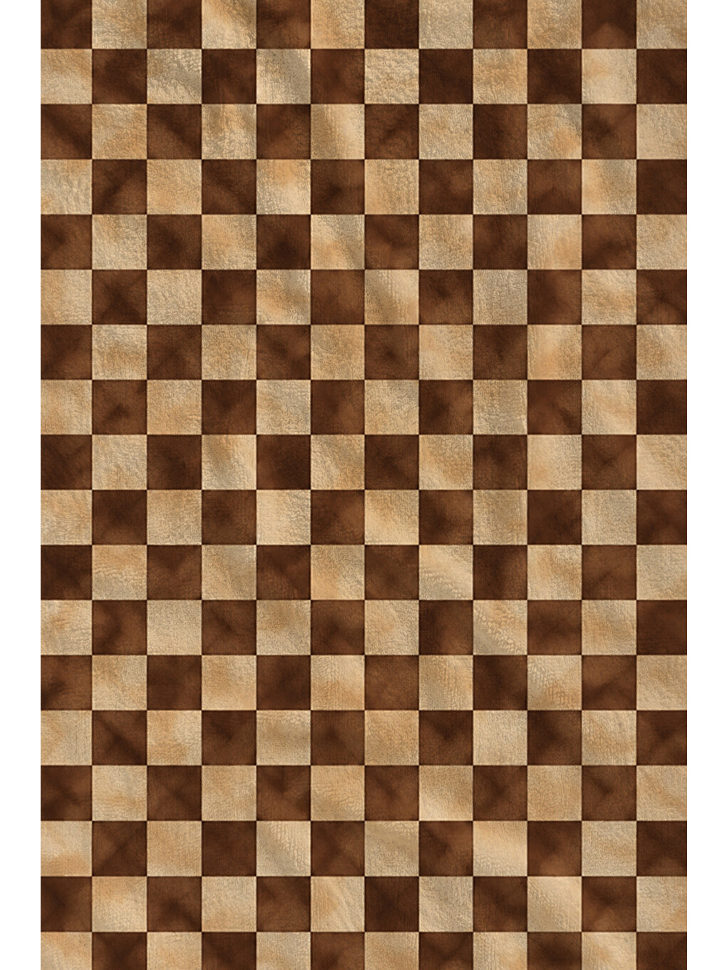 Kahverengi Retro Kahve Krem Damalı Kareli Desenli 70x150 Plaj Havlusu - Dijital Baskılı Solmaz Banyo Havlusu-2
