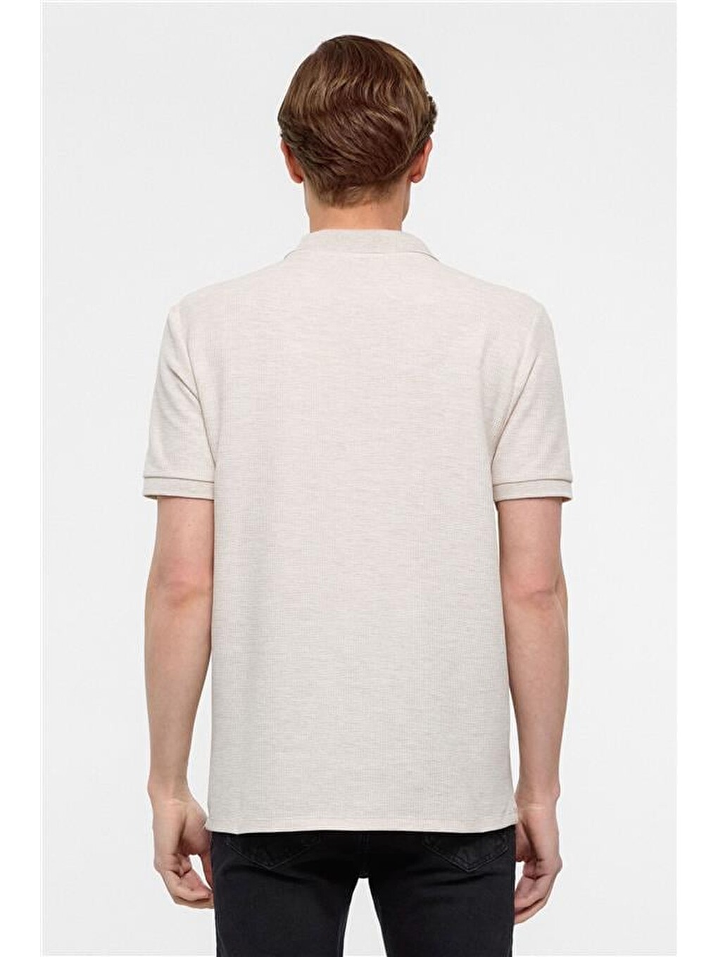 Bej Regular Armürlü Polo Yaka Tişört-5
