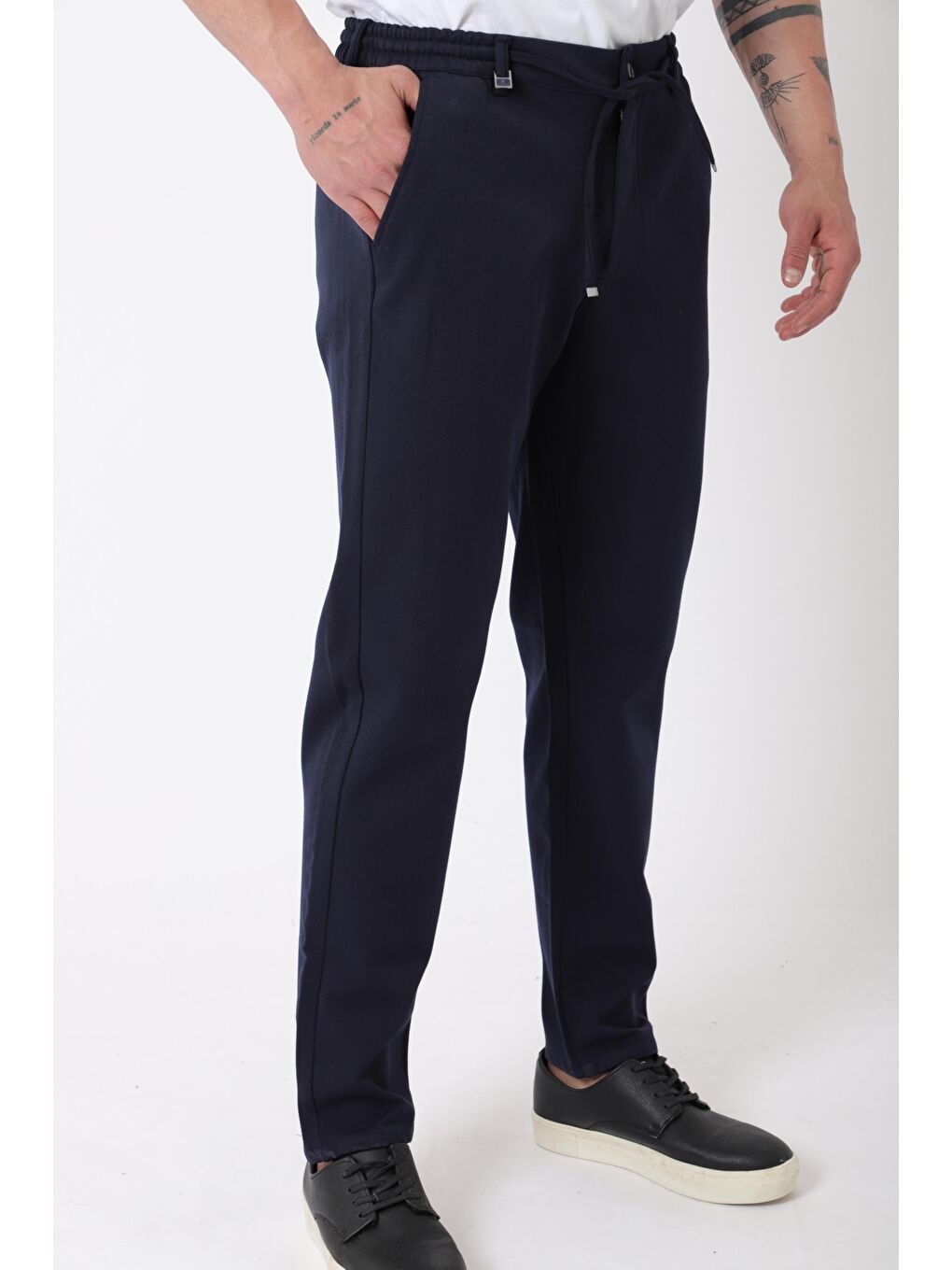 Lacivert Bel Lastikli Spor En Boy Jogger Pantolon CPT-4_0400-1