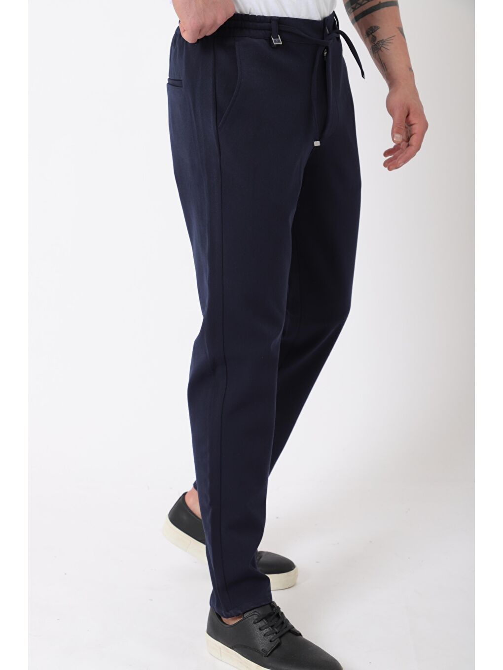 Lacivert Bel Lastikli Spor En Boy Jogger Pantolon CPT-4_0400-2